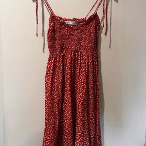 Zara Red Floral Sundress with Straps